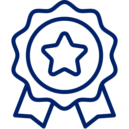 Blue award ribbon badge with star