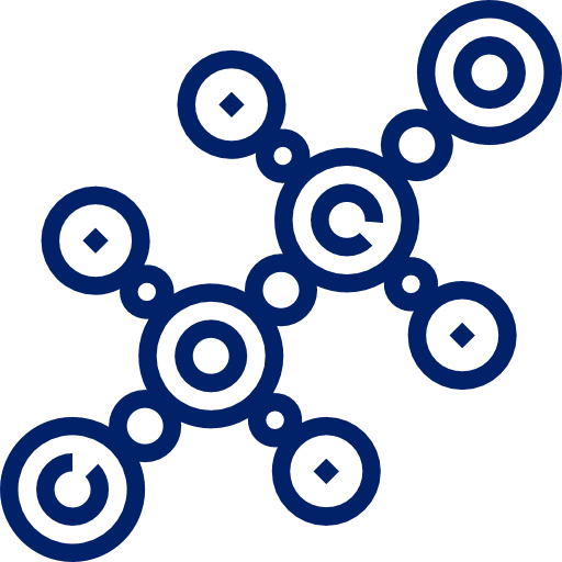 Blue molecular network of connected nodes