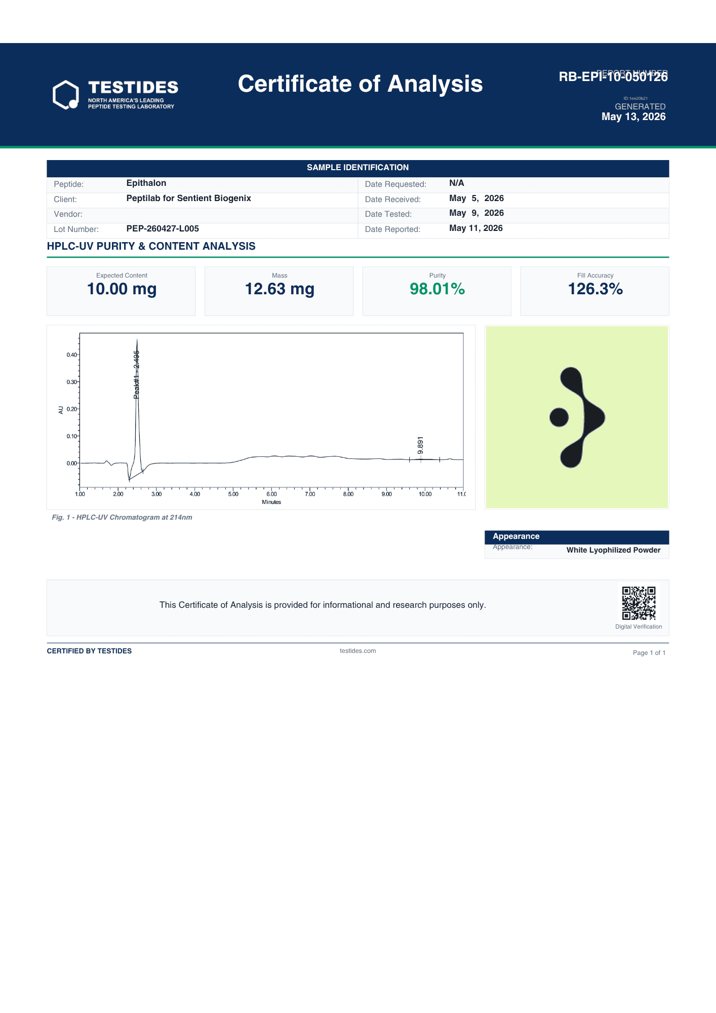 Epitalon 10mg - Image 2